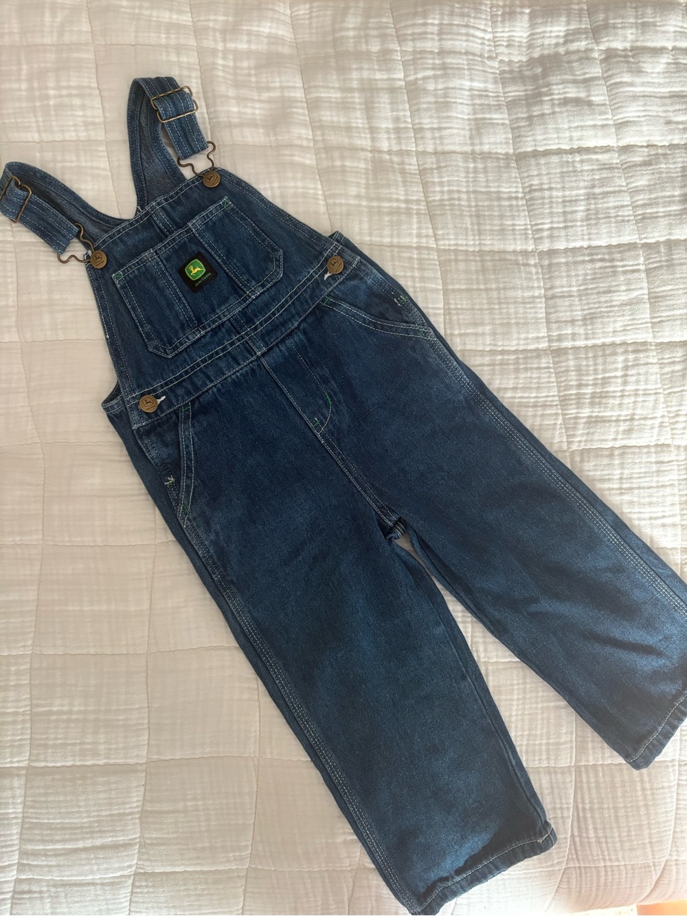 John Deere Blue Denim Overalls with Logo Patch